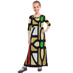 Abstract-0001 Kids  Quarter Sleeve Maxi Dress by nate14shop