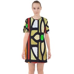 Abstract-0001 Sixties Short Sleeve Mini Dress