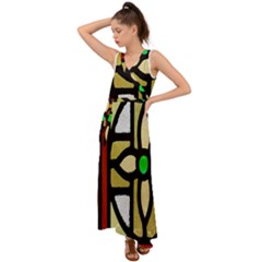 Abstract-0001 V-neck Chiffon Maxi Dress