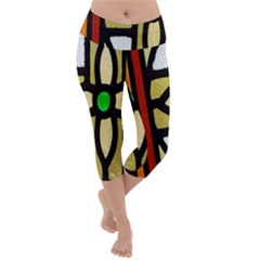 Abstract-0001 Lightweight Velour Capri Yoga Leggings by nate14shop