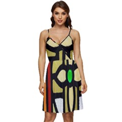 Abstract-0001 V-neck Pocket Summer Dress  by nate14shop