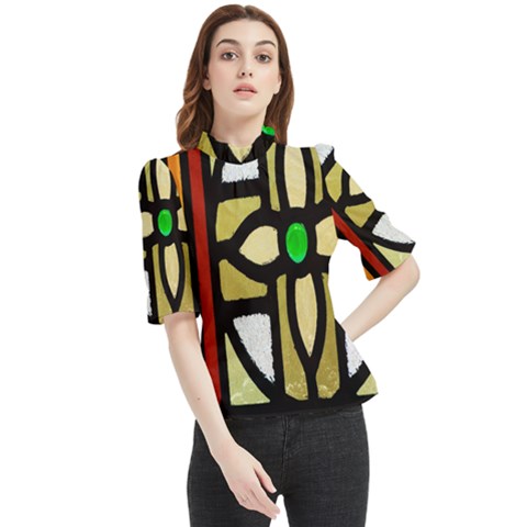 Abstract-0001 Frill Neck Blouse by nate14shop