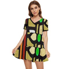 Abstract-0001 Tiered Short Sleeve Babydoll Dress