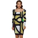 Abstract-0001 Women Long Sleeve Ruched Stretch Jersey Dress View1