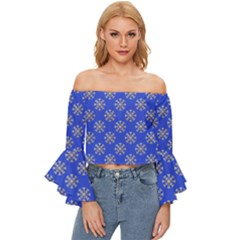 Background-b 002 Off Shoulder Flutter Bell Sleeve Top