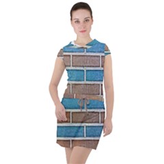 Brick-wall Drawstring Hooded Dress by nate14shop