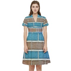 Brick-wall Short Sleeve Waist Detail Dress