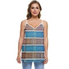 Brick-wall Casual Spaghetti Strap Chiffon Top