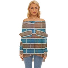 Brick-wall Off Shoulder Chiffon Pocket Shirt