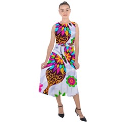 Butterfly-b 001 Midi Tie-back Chiffon Dress by nate14shop