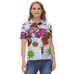 Butterfly-b 001 Women s Short Sleeve Double Pocket Shirt