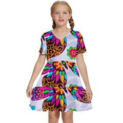 Butterfly-b 001 Kids  Short Sleeve Tiered Mini Dress