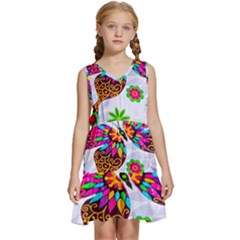 Butterfly-b 001 Kids  Sleeveless Tiered Mini Dress