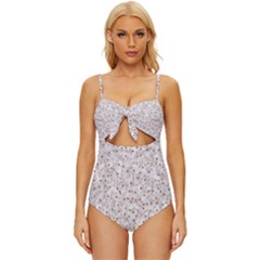 Cherry-blossoms Knot Front One-piece Swimsuit