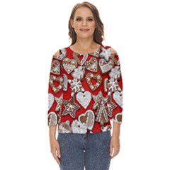 Christmas-b 001 Cut Out Wide Sleeve Top