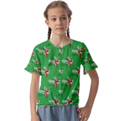 Christmas-b 002 Kids  Cuff Sleeve Scrunch Bottom Tee