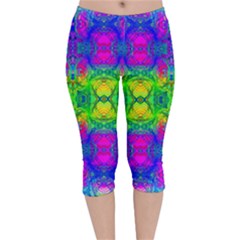 Happy Colors Velvet Capri Leggings  by Thespacecampers