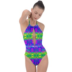 Happy Colors Plunge Cut Halter Swimsuit by Thespacecampers