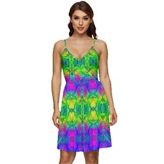 Happy Colors V-neck Pocket Summer Dress  by Thespacecampers