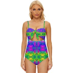 Happy Colors Knot Front One-piece Swimsuit