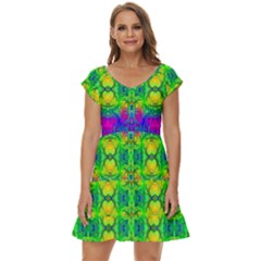 Happy Colors Short Sleeve Tiered Mini Dress