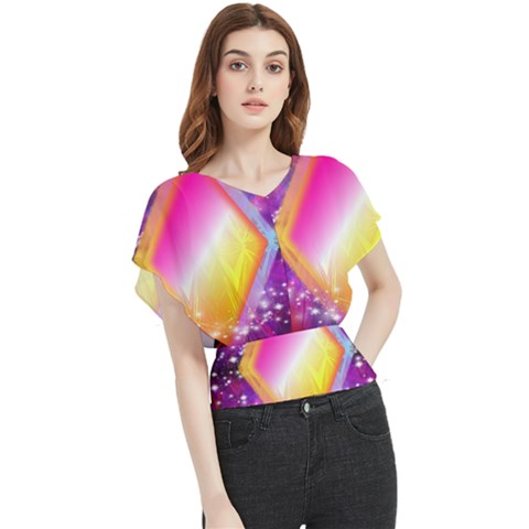 My Diamonds Butterfly Chiffon Blouse by Thespacecampers