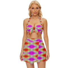 Twisttri Vintage Style Bikini Top And Skirt Set 