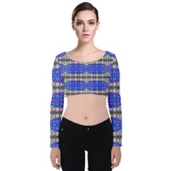 Bluedaba Velvet Long Sleeve Crop Top by Thespacecampers