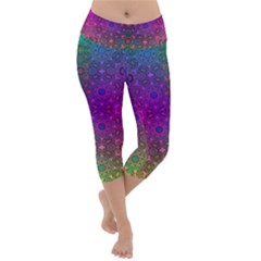 Stained Glass Lightweight Velour Capri Yoga Leggings by Thespacecampers