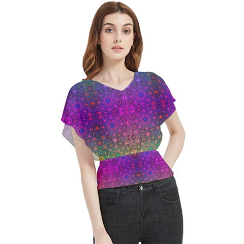 Stained Glass Butterfly Chiffon Blouse by Thespacecampers