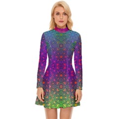 Stained Glass Long Sleeve Velour Longline Dress