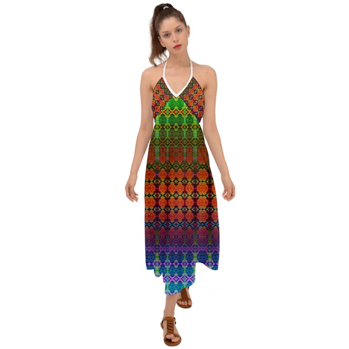 Pixels Halter Tie Back Dress 