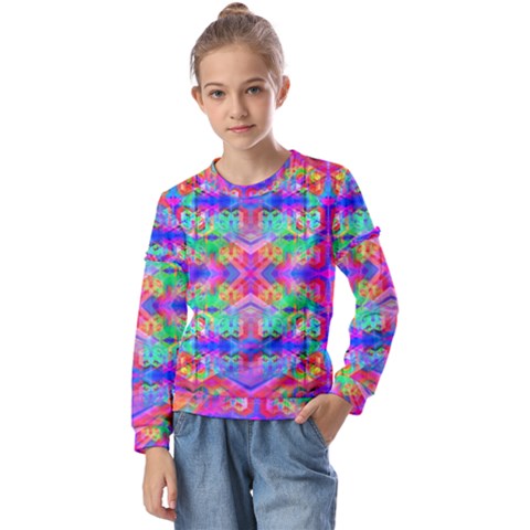 Deep Space 444 Kids  Long Sleeve Tee With Frill  by Thespacecampers