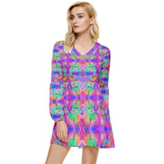 Deep Space 444 Tiered Long Sleeve Mini Dress