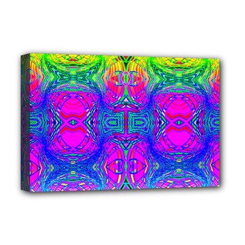 Liquidy Rainbow Deluxe Canvas 18  X 12  (stretched) by Thespacecampers