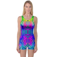 Liquidy Rainbow One Piece Boyleg Swimsuit by Thespacecampers