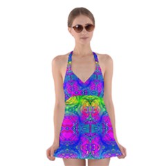 Liquidy Rainbow Halter Dress Swimsuit  by Thespacecampers