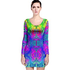 Liquidy Rainbow Long Sleeve Velvet Bodycon Dress by Thespacecampers