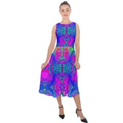 Liquidy Rainbow Midi Tie-back Chiffon Dress by Thespacecampers