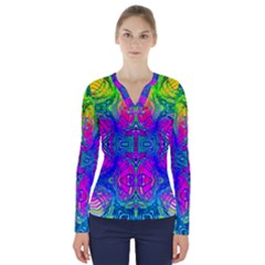 Liquidy Rainbow V-neck Long Sleeve Top by Thespacecampers