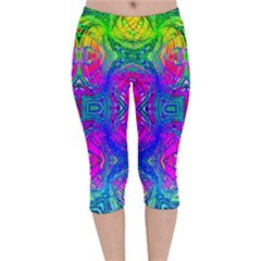 Liquidy Rainbow Velvet Capri Leggings  by Thespacecampers