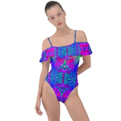 Liquidy Rainbow Frill Detail One Piece Swimsuit by Thespacecampers