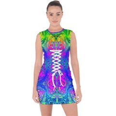 Liquidy Rainbow Lace Up Front Bodycon Dress by Thespacecampers