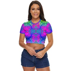 Liquidy Rainbow Side Button Cropped Tee