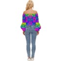 Liquidy Rainbow Off Shoulder Flutter Bell Sleeve Top View4