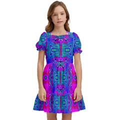 Liquidy Rainbow Kids  Puff Sleeved Dress by Thespacecampers