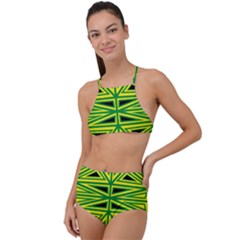 Abstract Pattern Geometric Backgrounds High Waist Tankini Set by Eskimos