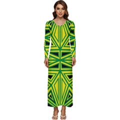 Abstract Pattern Geometric Backgrounds Long Sleeve Velour Longline Maxi Dress