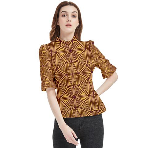 Abstract Pattern Geometric Backgrounds Frill Neck Blouse by Eskimos