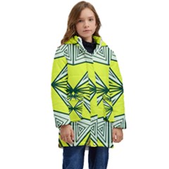 Abstract Pattern Geometric Backgrounds  Kid s Hooded Longline Puffer Jacket by Eskimos